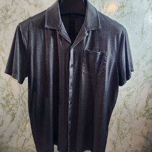 EXPRESS Dark Gray Button Short Sleeve Shirt